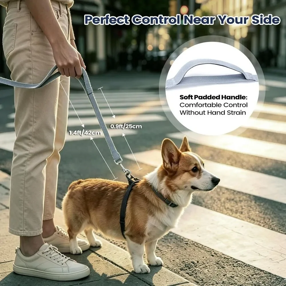 Hands Free Dog Leash 4-in-1 Crossbody Waist Adjustable 4.7-7.2FT Traffic Handle
